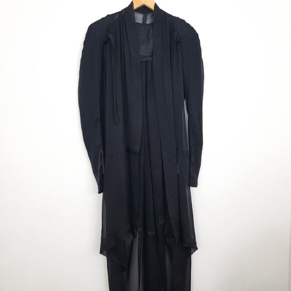 Rick Owens Sheer Black Silk Tulle Maxi Duster Cardigan 4 NWT - Picture 1 of 10